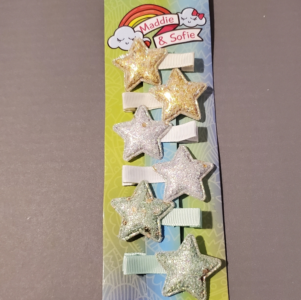 2/$15 Maddie & Sofie Star Glitter Hair Clips